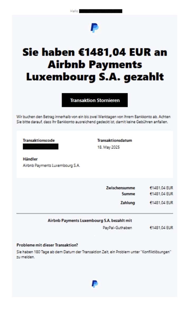 Paypal Phishing Mail/SMS