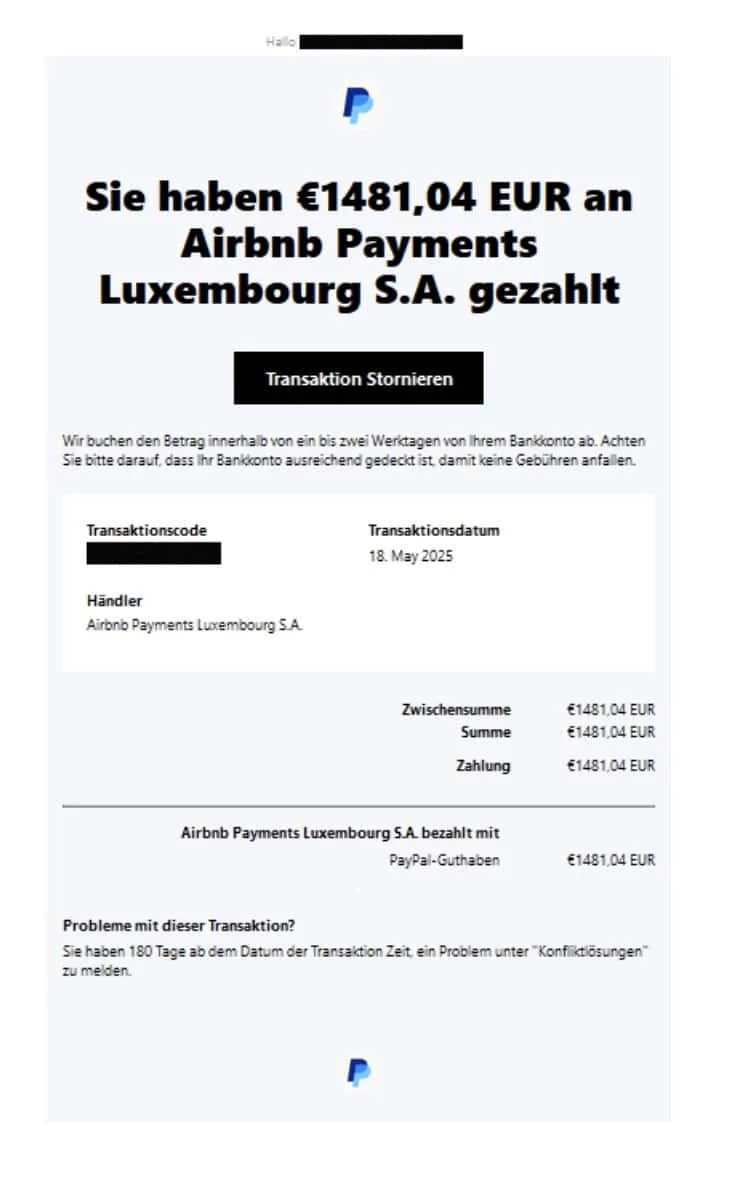 Paypal Phishing Mail/SMS
