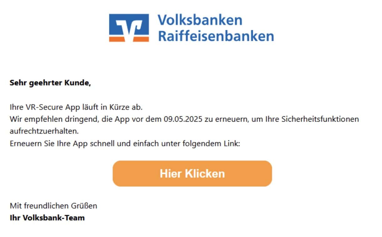 Volksbank Phishing Mail/SMS