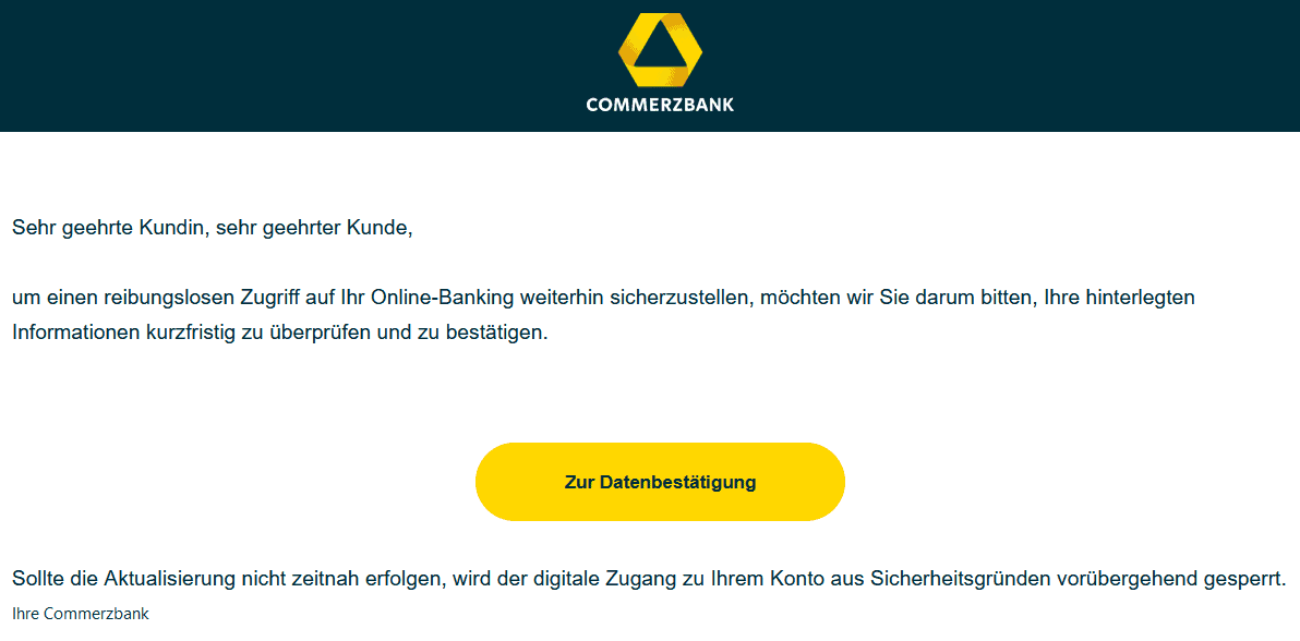 Commerzbank Phishing Email