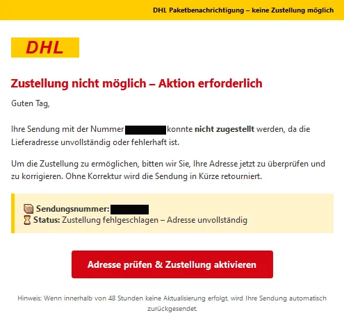 DHL Phishing E-Mail