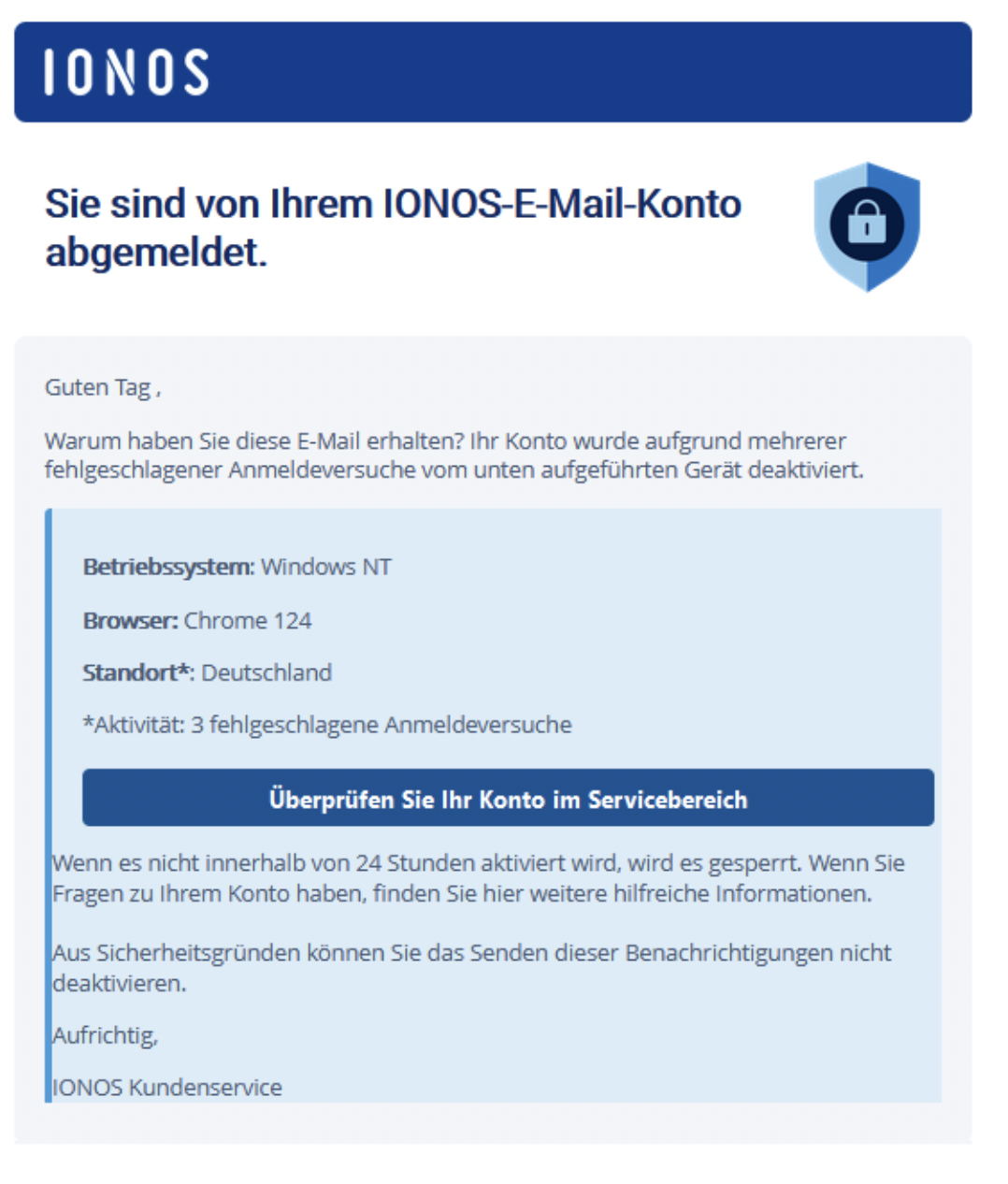 Ionos Phishing Mail/SMS