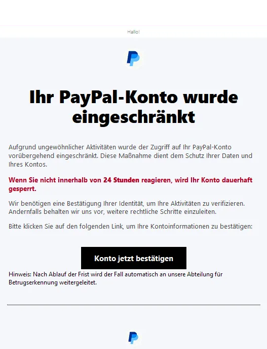 Paypal Phishing E-Mail