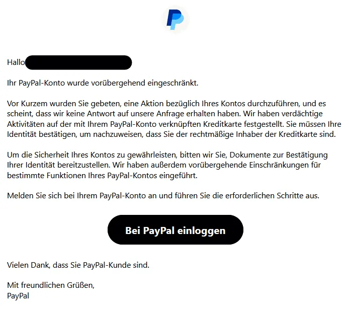 Paypal Phishing E-Mail