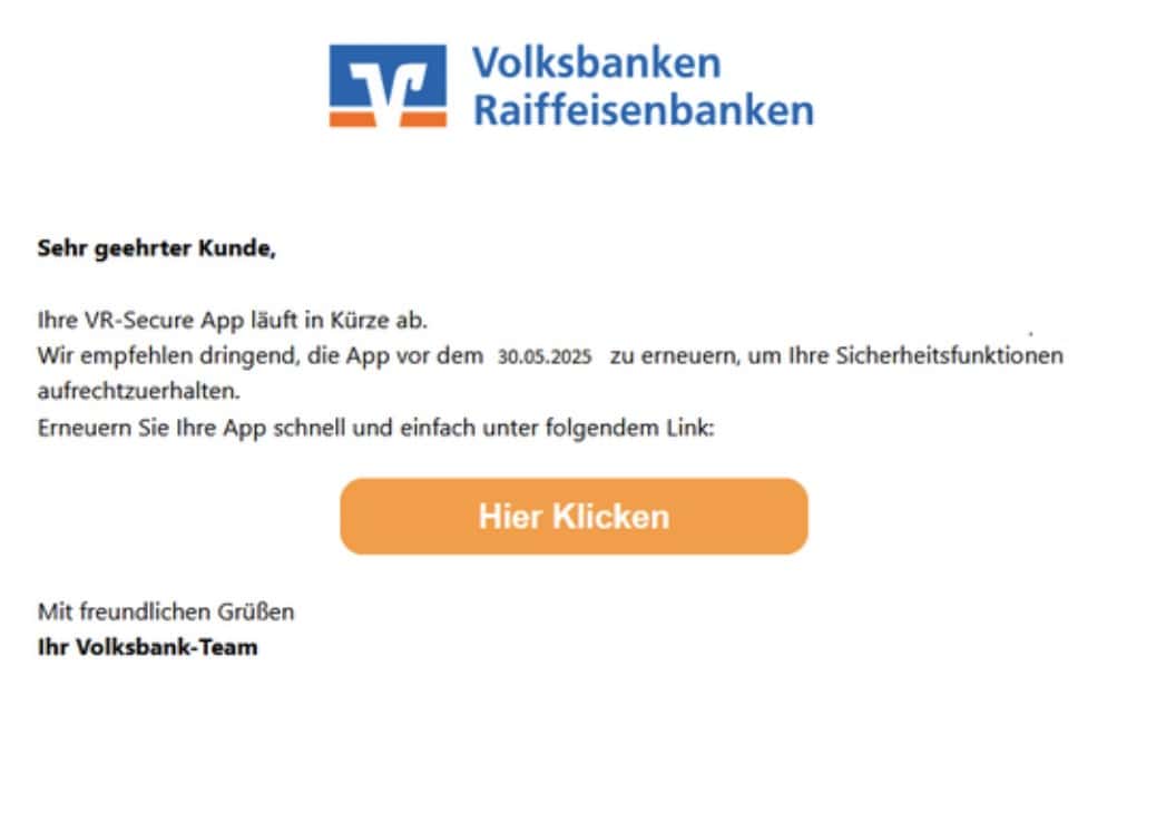 VR Bank Phishing Mail/SMS