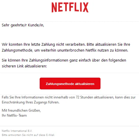 Netflix Phishing E-Mail