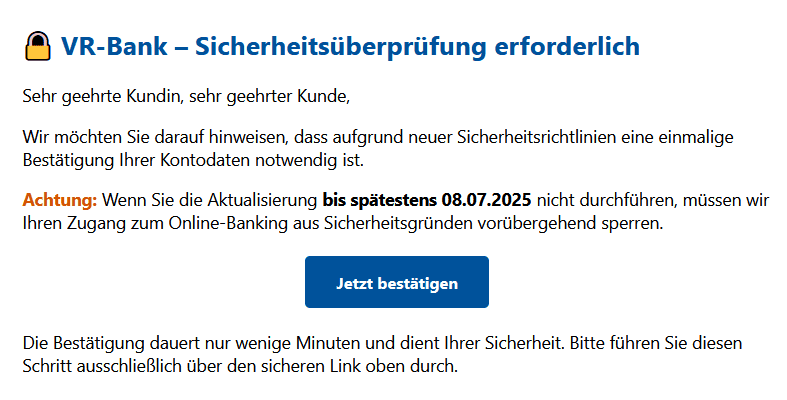 Volksbank Phishing E-Mail