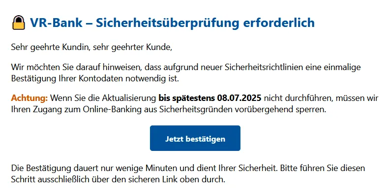 Volksbank Phishing E-Mail