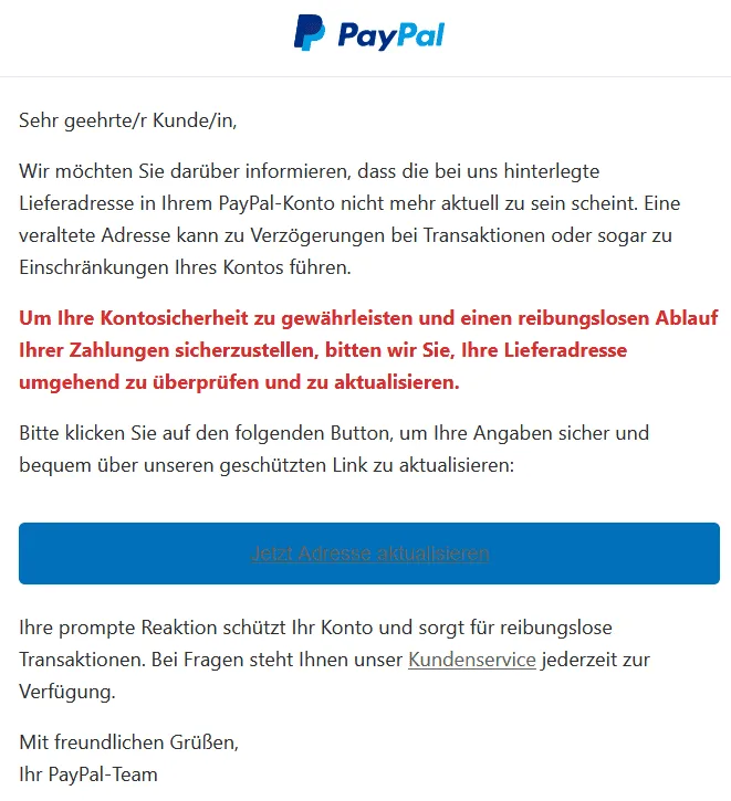 Paypal Phishing E-Mail