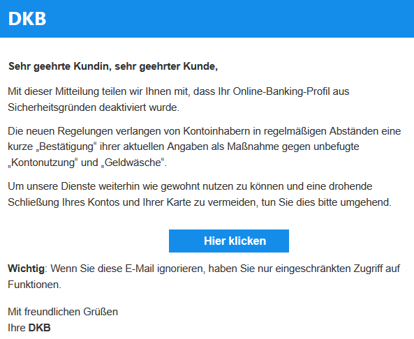 DKB Phishing E-Mail