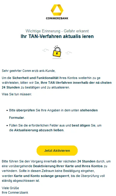 Commerzbank Phishing E-Mail