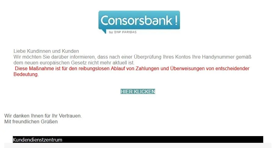 Consorsbank Phishing E-Mail