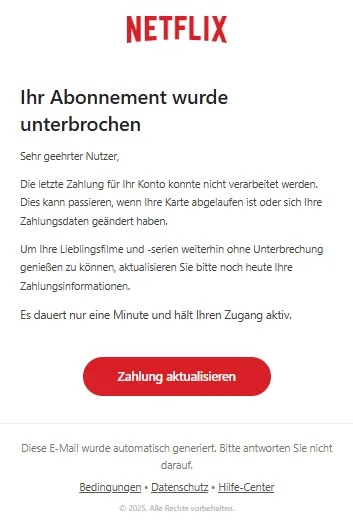 Netflix Phishing E-Mail
