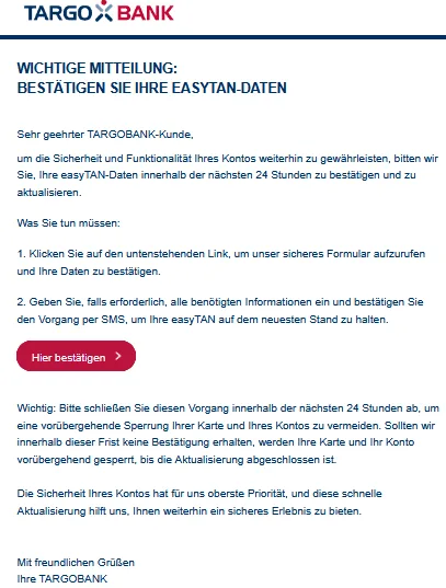 Targobank Phishing E-Mail