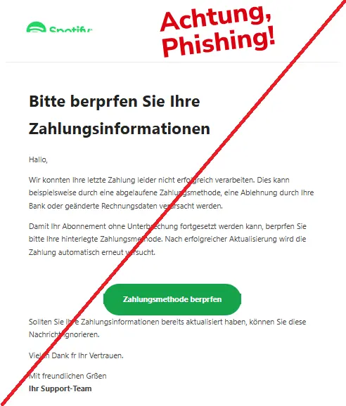 Spotify Phishing E-Mail