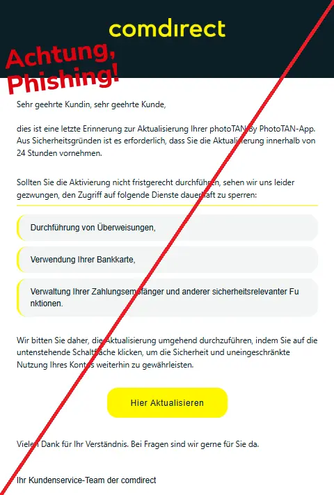 comdirect Phishing E-Mail