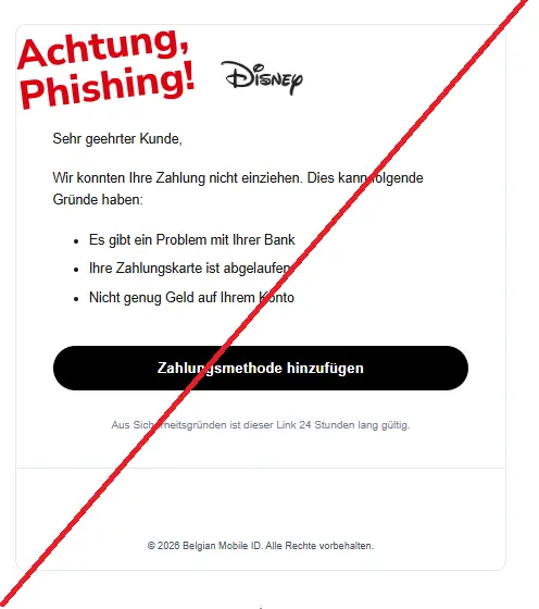 Disney+ Phishing E-Mail