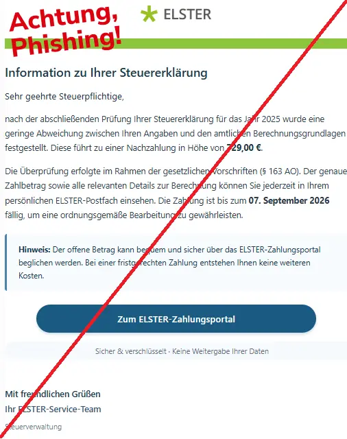 ELSTER Phishing E-Mail