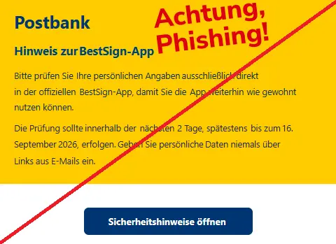Postbank Phishing E-Mail