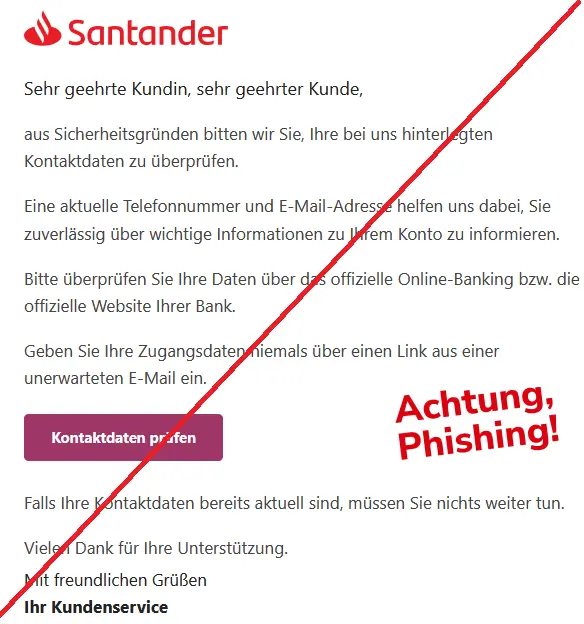 Santander Phishing E-Mail