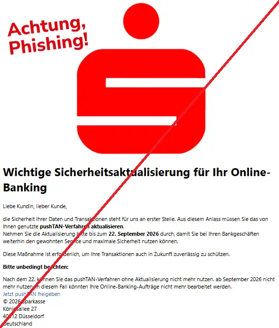 Sparkasse Phishing E-Mail