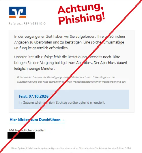 Volksbank Phishing E-Mail