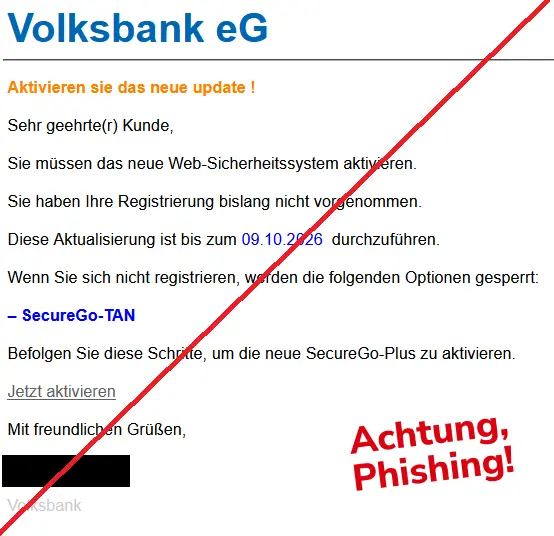 Volksbank Phishing E-Mail